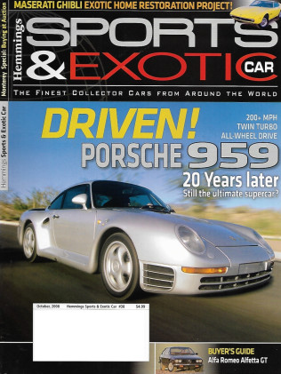 HEMMINGS SPORTS & EXOTIC CAR 2008 OCT - PORSCHE 959, MASERATI GHIBLI,ALFETTA GT